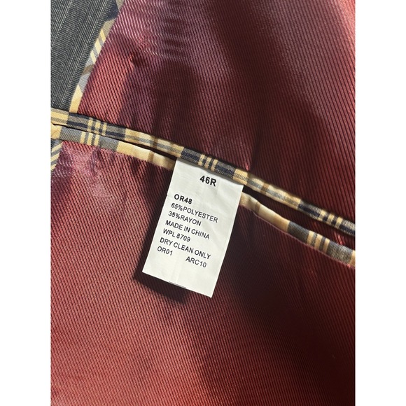 Oxford Republic Mens 46R Blazer Gray Two Button‎ Single Breast Pinstripe Lined - Picture 7 of 7
